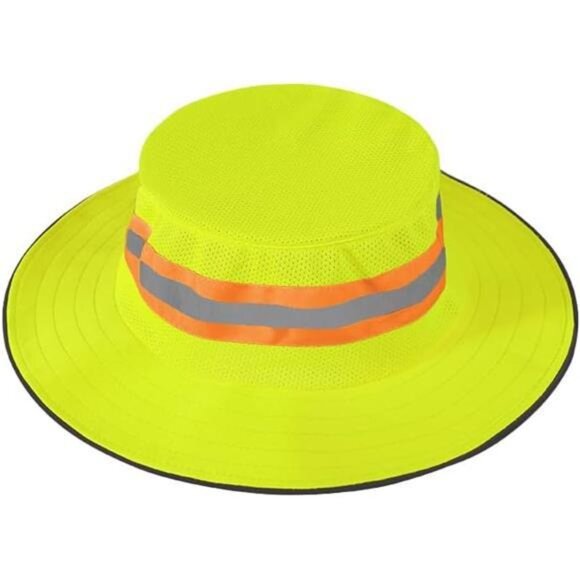 Unisex High Visibility Reflective Bucket Hat Mesh Wide Brim Work Safety Boonie - Picture 4 of 8